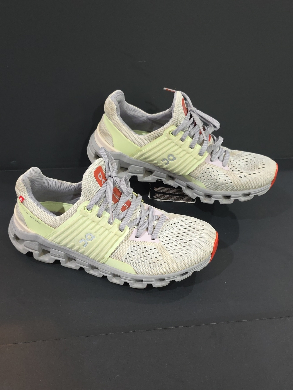 On Running CloudSwift Women's Sneakers in Light Green, Gray and Orange Size 6.5